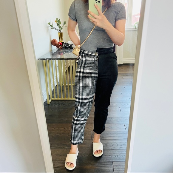 TWOTWINSTYLE Highwaist Asymmetrical Wool & PU pant - Picture 12 of 13